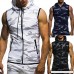 Hooded Sports T Shirt Donci Zipper Strap Camouflage Printed Tees Slim Fit Casual Sports Summer New Men's Tops White B07Q35L4NB